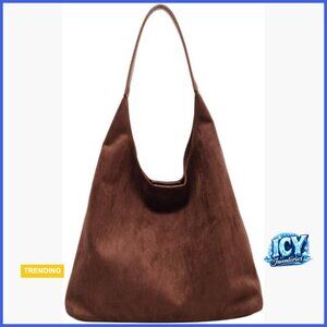 Faux Suede Hobo Bag Tote Shoulder Purse Office Handbag
